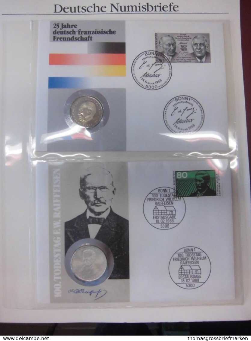 Sammlung 50 Numisbriefe Deutschland Bund in 2x Borek Ringbinder (51002)