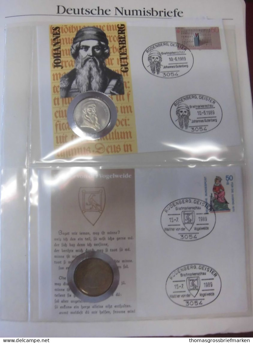 Sammlung 50 Numisbriefe Deutschland Bund in 2x Borek Ringbinder (51002)
