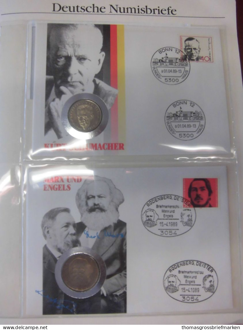 Sammlung 50 Numisbriefe Deutschland Bund in 2x Borek Ringbinder (51002)