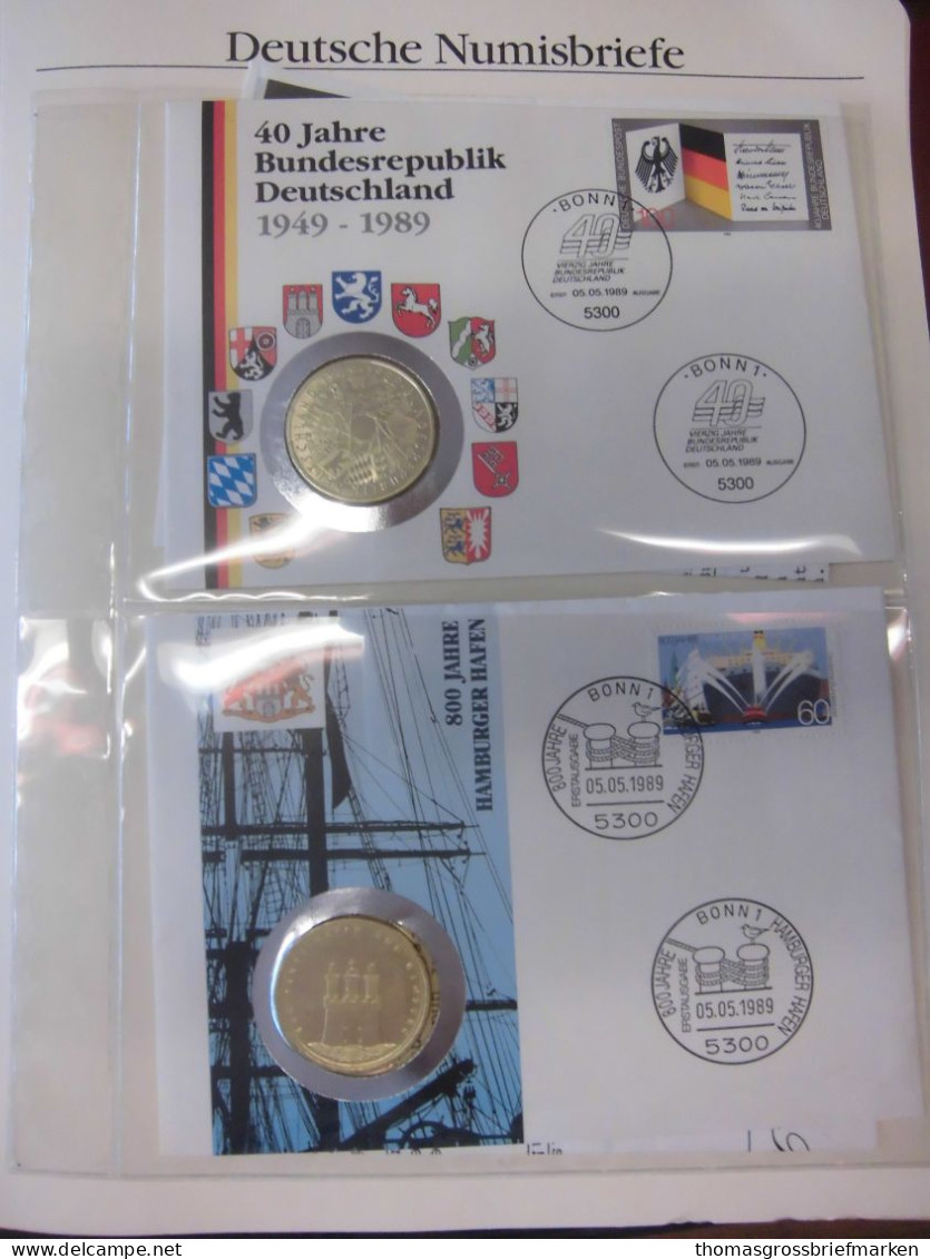 Sammlung 50 Numisbriefe Deutschland Bund in 2x Borek Ringbinder (51002)