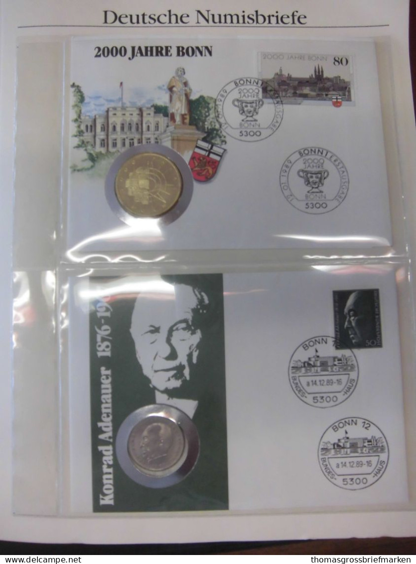 Sammlung 50 Numisbriefe Deutschland Bund in 2x Borek Ringbinder (51002)