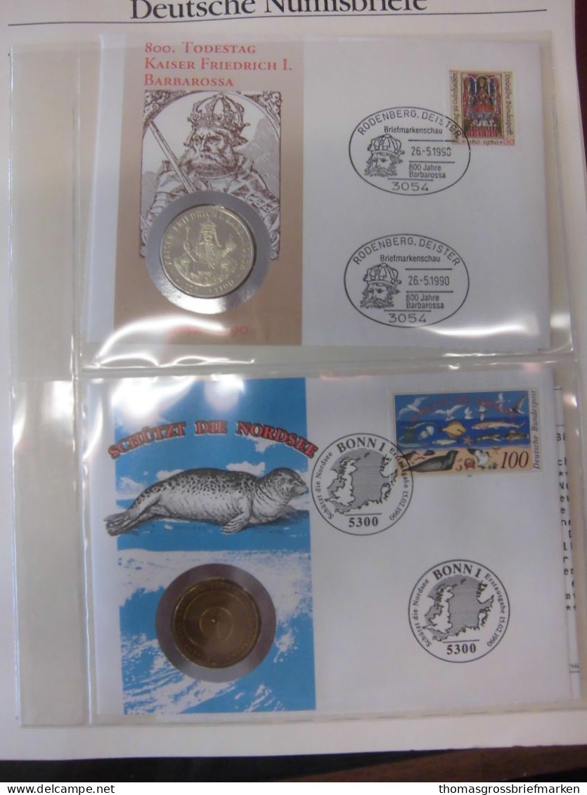 Sammlung 50 Numisbriefe Deutschland Bund in 2x Borek Ringbinder (51002)