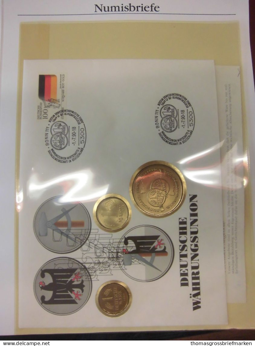 Sammlung 50 Numisbriefe Deutschland Bund in 2x Borek Ringbinder (51002)