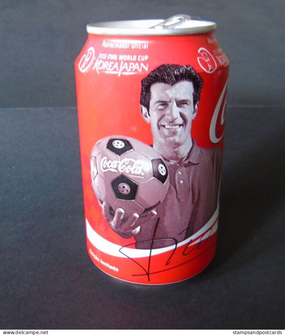 Portugal Bidon Coca Cola Mondial Football 2002 Luis Figo Coca-Cola Can Soccer 2002 World Cup Korea Japan - Bouteilles