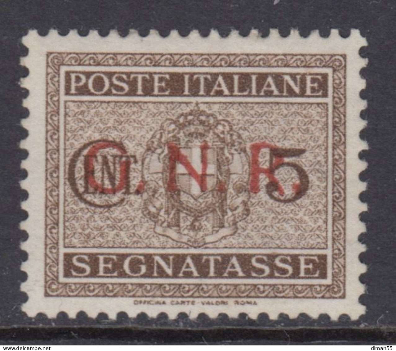 ITALY - 1943 R.S.I. - Tax 47A Cv 1500 Euro - Firmato Oliva - Varietà SOPRASTAMPA ROSSA Anzichè NERA - Segnatasse