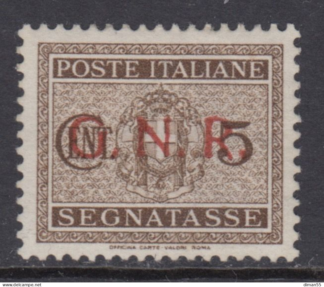 ITALY - 1943 R.S.I. - Tax 47A Cv 1500 Euro - Firmato Oliva - Varietà SOPRASTAMPA ROSSA Anzichè NERA - Portomarken