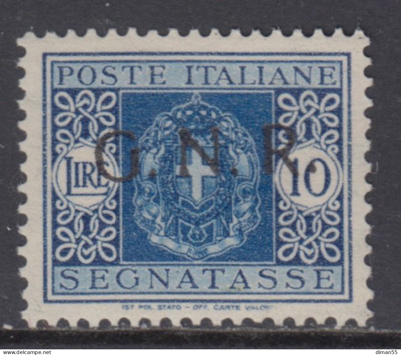 ITALY - 1943 R.S.I. - Tax 58A Cv 1500 Euro - Firmato Chiavarello - Varietà SOPRASTAMPA NERA Anzichè ROSSA - Impuestos