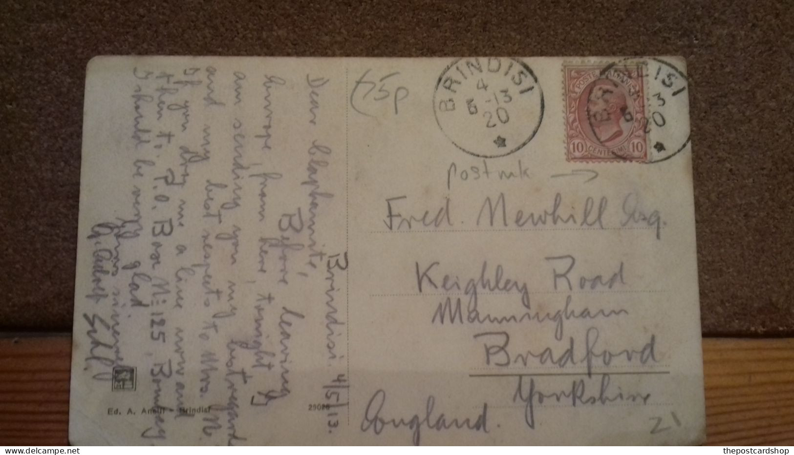 GENEALOGY ANCESTRY FRED MEWHILL KEIGHLEY ROAD MANNINGHAM BRADFORD POSTAL HISTORY - Bradford