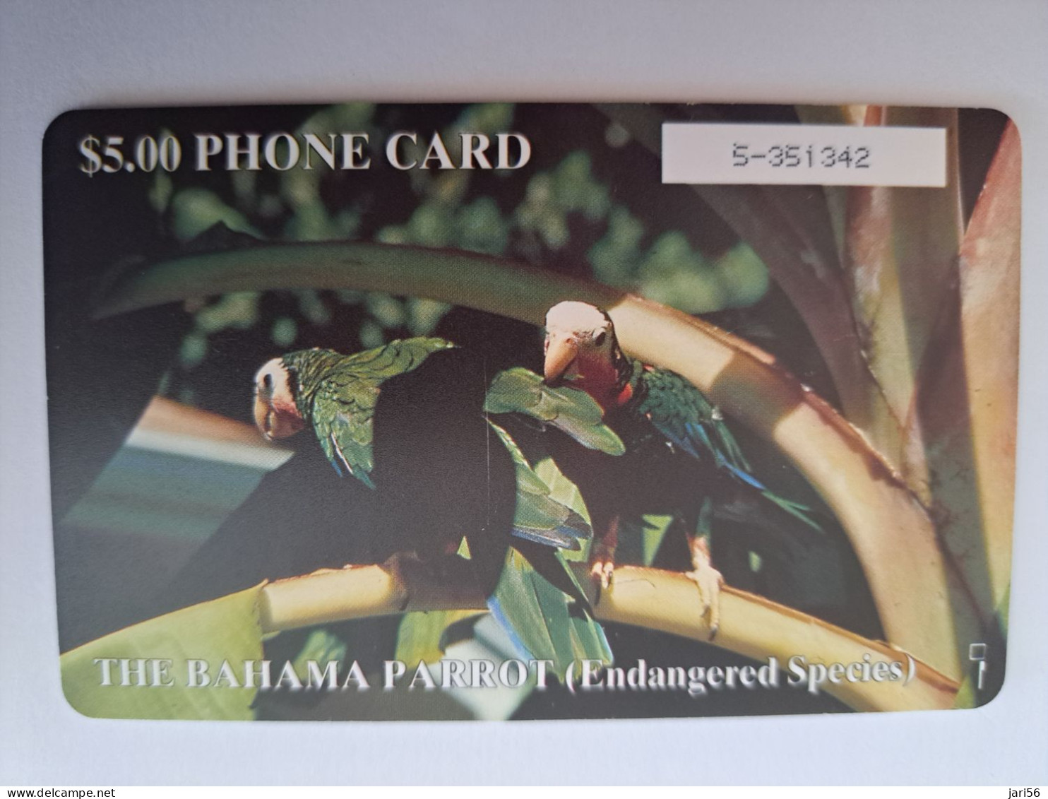 BAHAMAS $5,- CHIPCARD   THE BAHAMA PARROT / NICE USED   **14379** - Bahamas