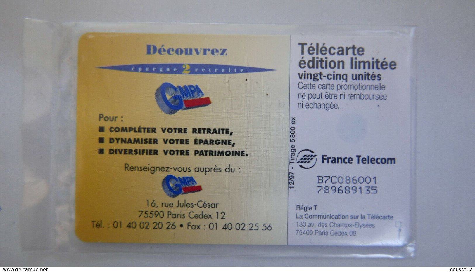 Télécarte 25 Unités France HN 40 ASAC  Fagès V  GMPA......NSB - 25 Unità