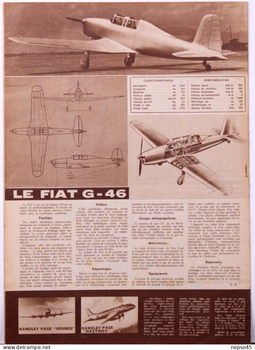 Magazine " Décollage " Aviation Mondiale." Avenir Hydravions.1er Brevet Hélicoptère Transport Public.Fiat G-55 Et G-46 - Aviation