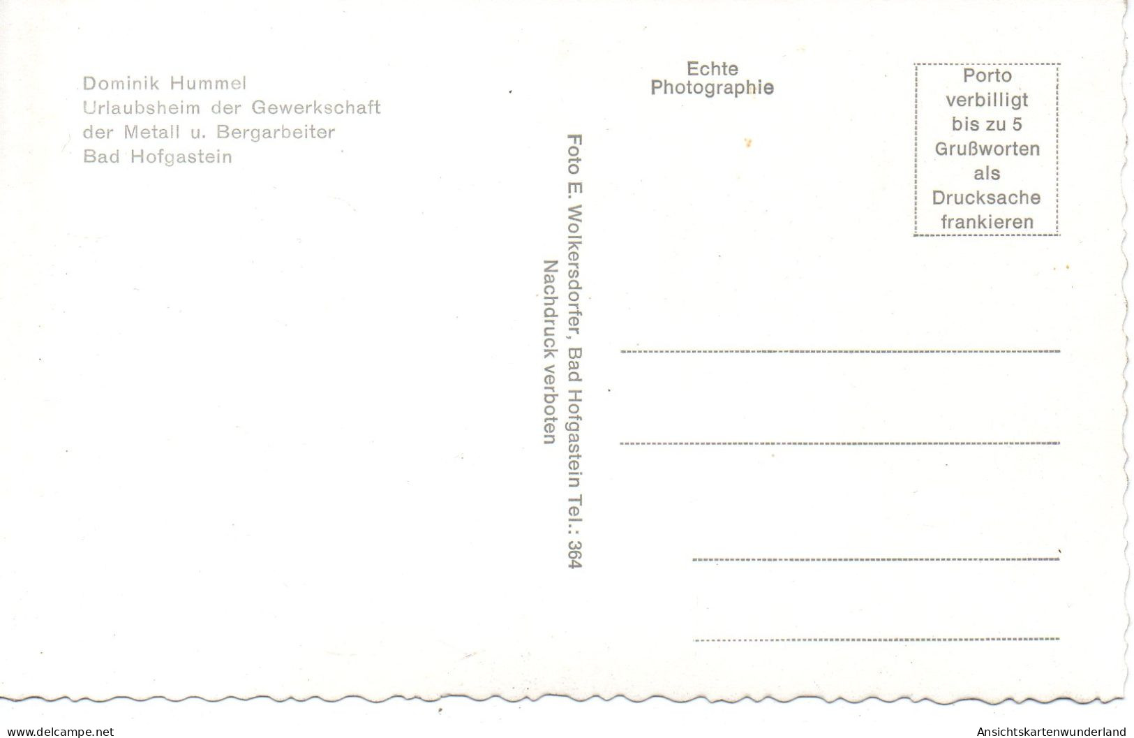 Bad Hofgastein - Dominik Hummel Urlaubsheim Der Gewerkschaft Der Metall- U. Bergarbeiter (12916) - Bad Hofgastein