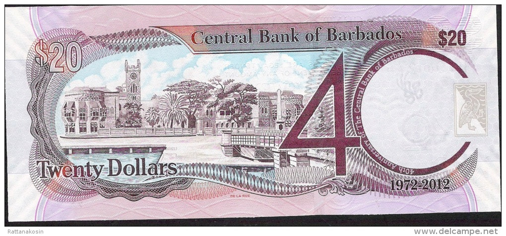 BARBADOS   P72   20  DOLLARS  2 MAY 2012  #D79 FIRST PREFIX ! #002733 Signature 6   UNC. - Barbades