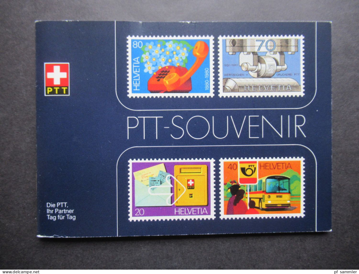 Schweiz 1980 PTT Souvenir / Marken Als Viererblock Sauber ** / Postfrisch Mit Jubiläums Vignette - Ungebraucht