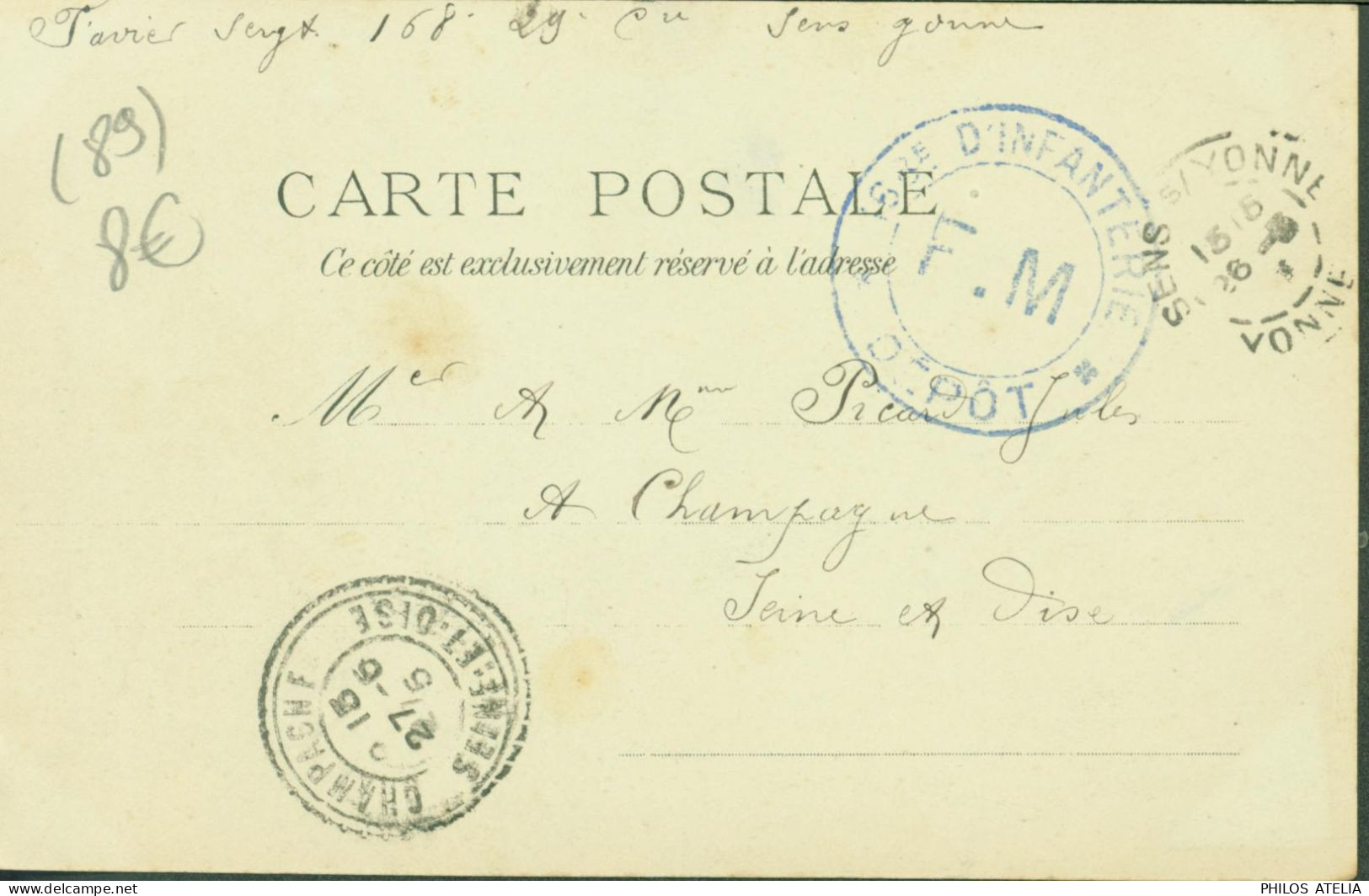 CPA CP Menhir D'Égriselles-le-Bocage Cachet FM Franchise Militaire Dépôt 168e D'infanterie CAD Sens 26 5 1915 - Egriselles Le Bocage