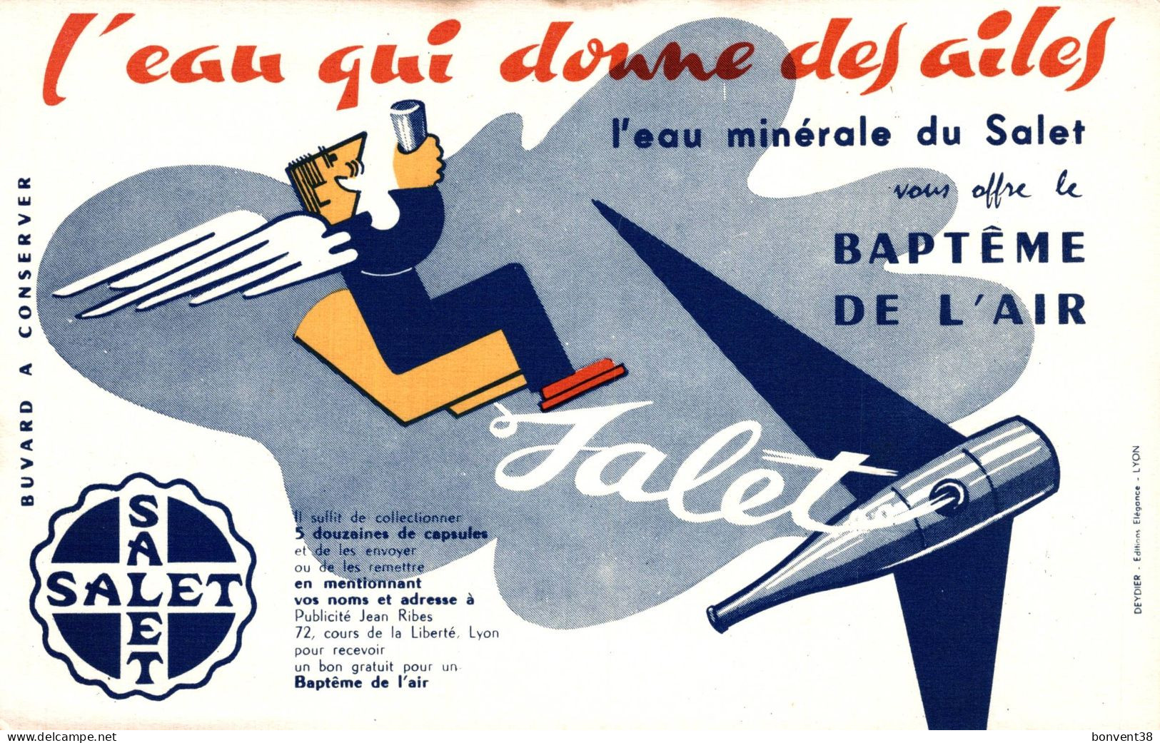 J2707 - BUVARD - SALET - L'EAU Qui Donne Des Ailes - Eau Minérale Du SALET - E