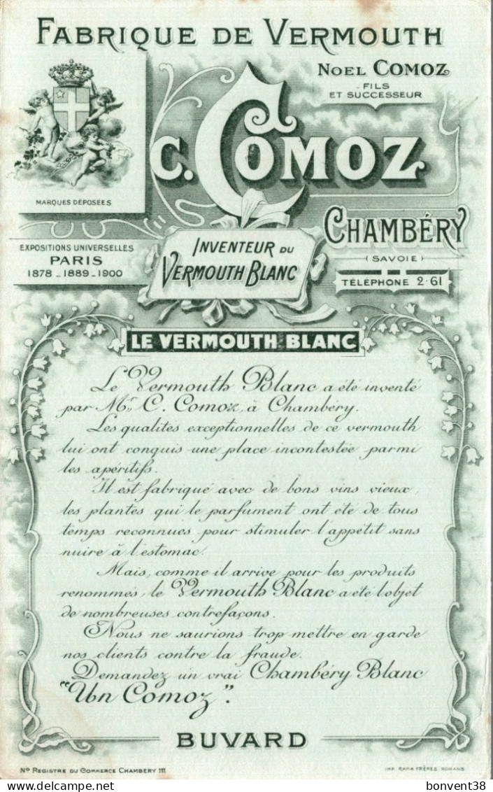 J2707 - BUVARD - Fabrique De VERMOUTH - NOËL COMOZ - PARIS - Le VERMOUTH BLANC - Liquore & Birra