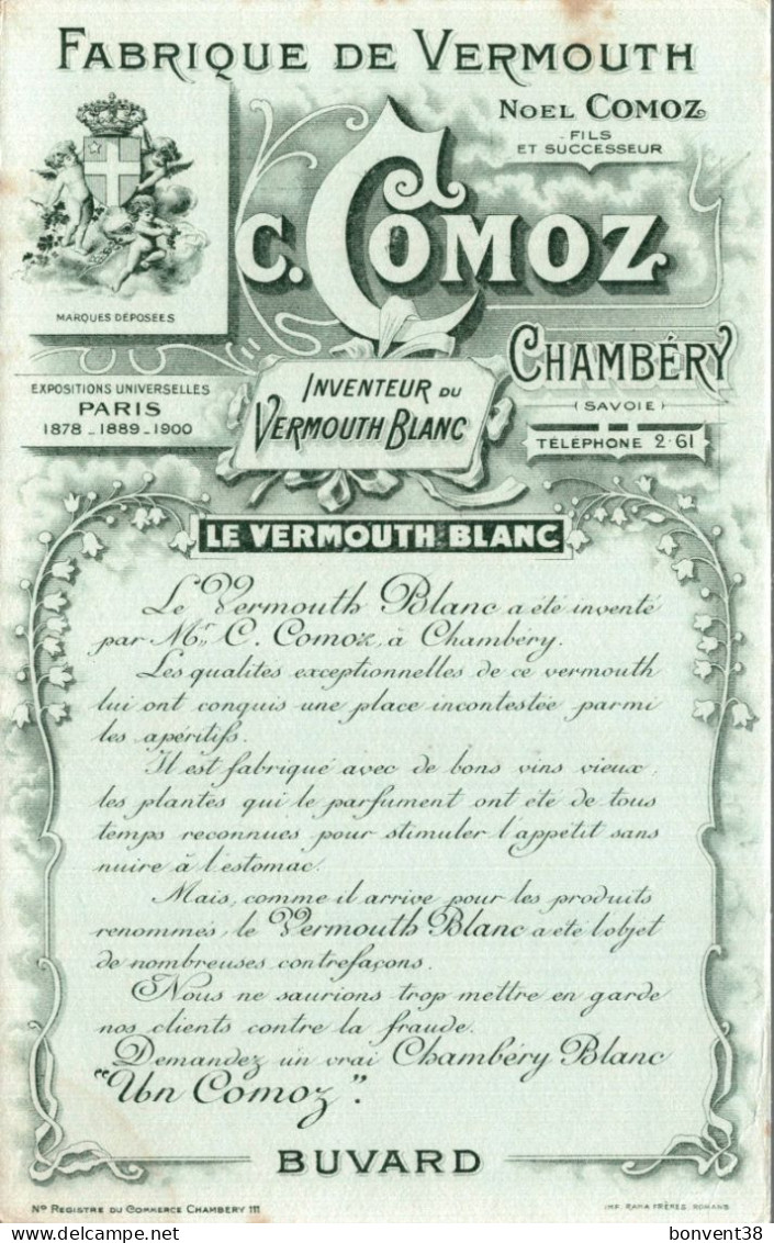 J2707 - BUVARD - Fabrique De VERMOUTH - NOËL COMOZ - PARIS - Le VERMOUTH BLANC - Schnaps & Bier