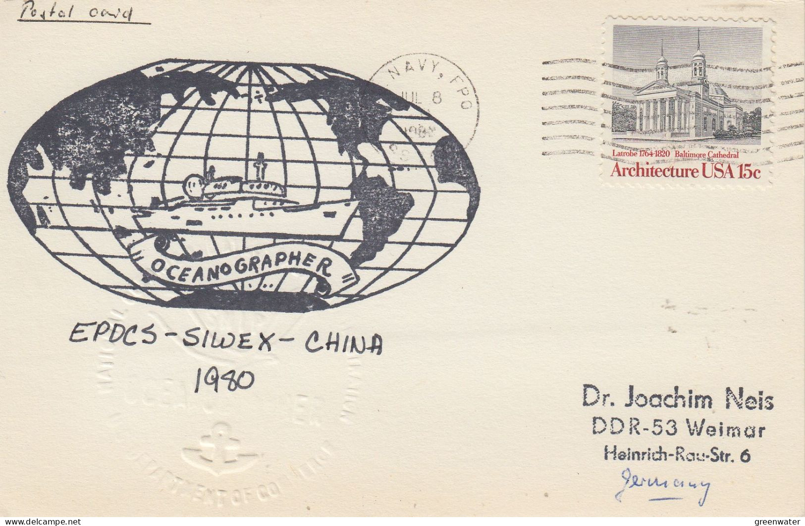 USA EPDCS - SIWEX - CHINA Ca US Navy JUL 8 1980 (SD170) - Forschungsprogramme