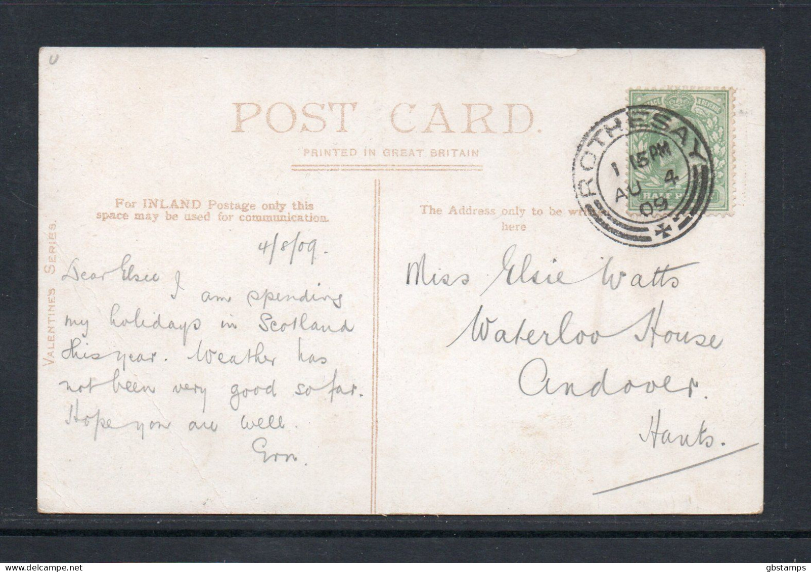 Rothesay West Bay 1909 Posted Card As Scanned Post Free Within UK - Bute