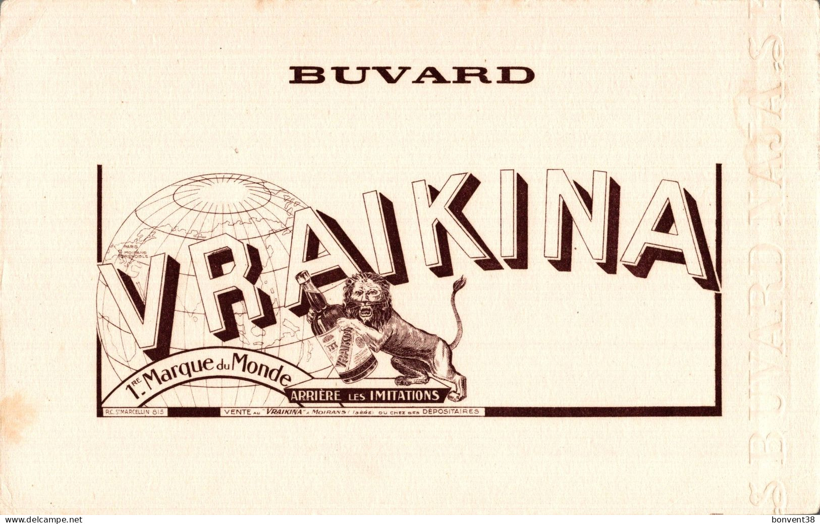 J2707 - BUVARD - VRAIKINA - LION - MOIRANS - Drank & Bier