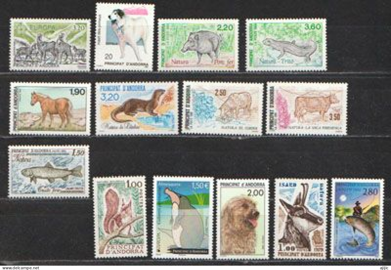 Faune D'Andorre.  14 Timbres Neufs ** Differents. Lot # 1 - Collections