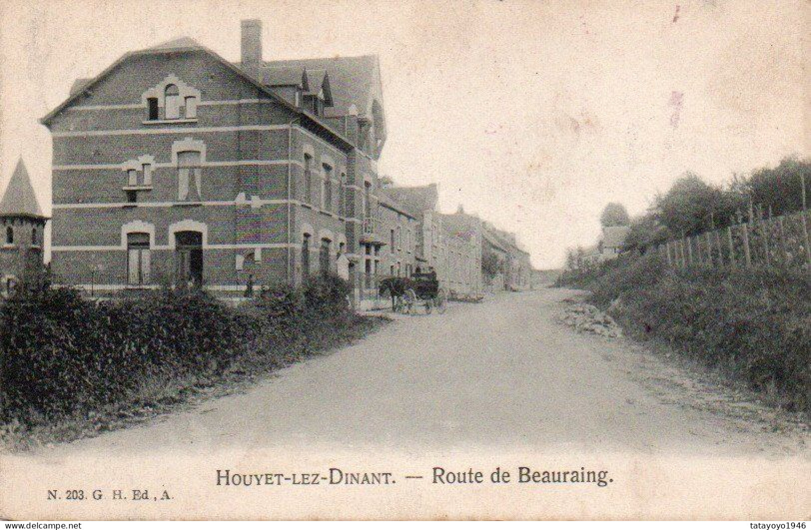 Houyet-lez-Dinant  Route De Beauraing  Charrette Voyagé En 1908 - Houyet