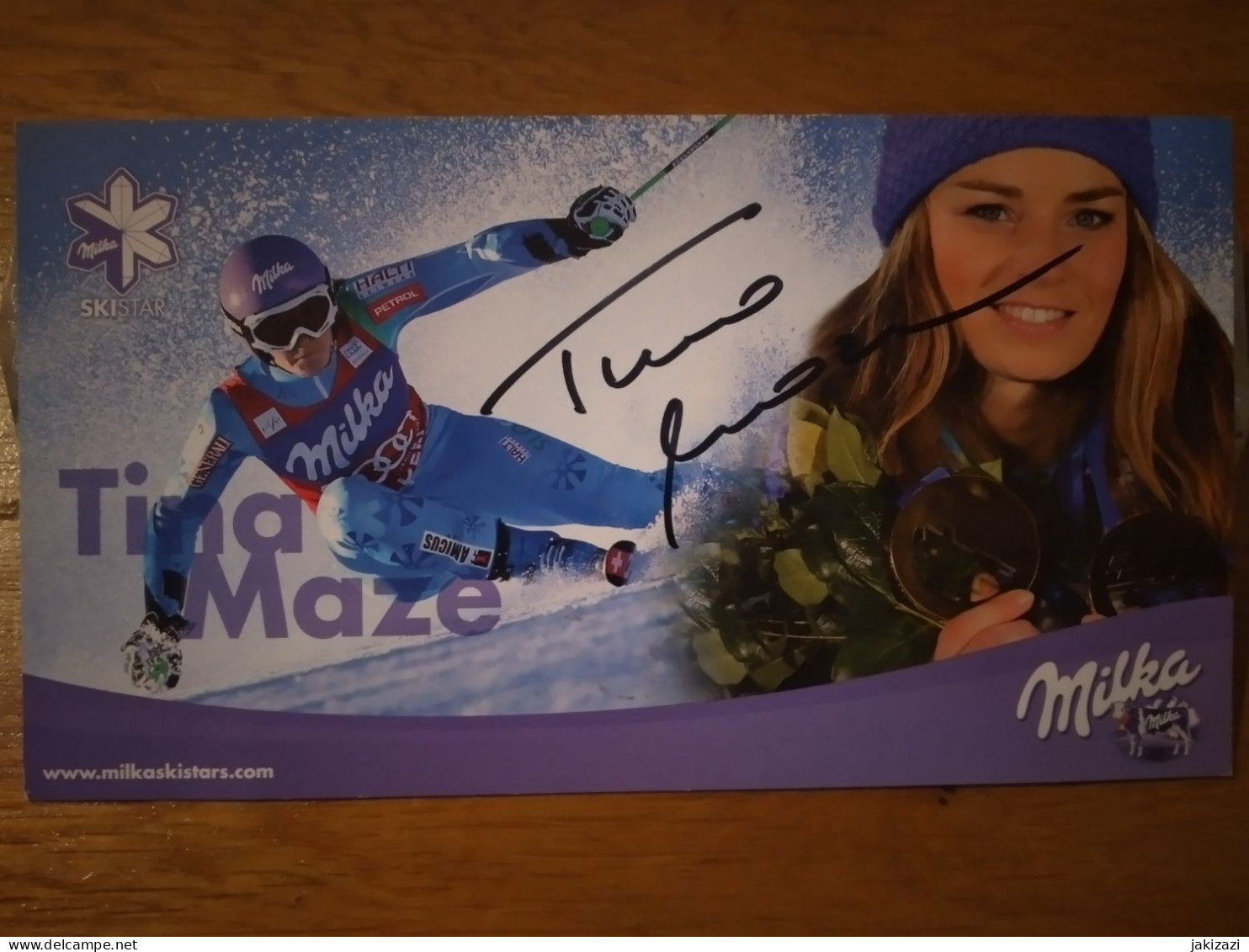 SKIING Tina Maze ORIGINAL SIGNATURE. Milka. RARE! - Chocolade