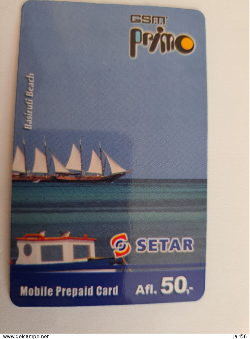 ARUBA PREPAID CARD  GSM PRIMO  SETAR  SAILING BOATS          AFL 50,--    Fine Used Card  **14440** - Aruba