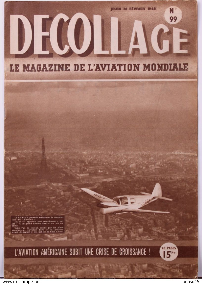Magazine " Décollage " Aviation Mondiale." Avion Norecrin. Le " Laté-631 " N°7 S'est écrasé.écoles Roulantes De La RAF. - Aviation