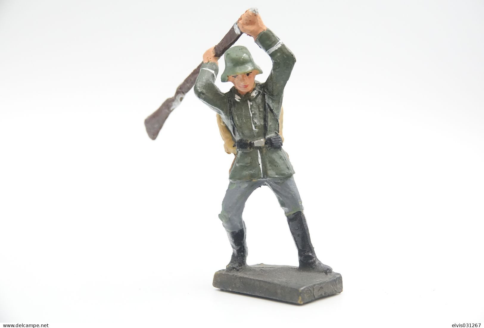 Durolin, German With Rifle, Vintage Toy Soldier, Prewar - 1930's, Like Elastolin, Lineol Hauser - Small Figures