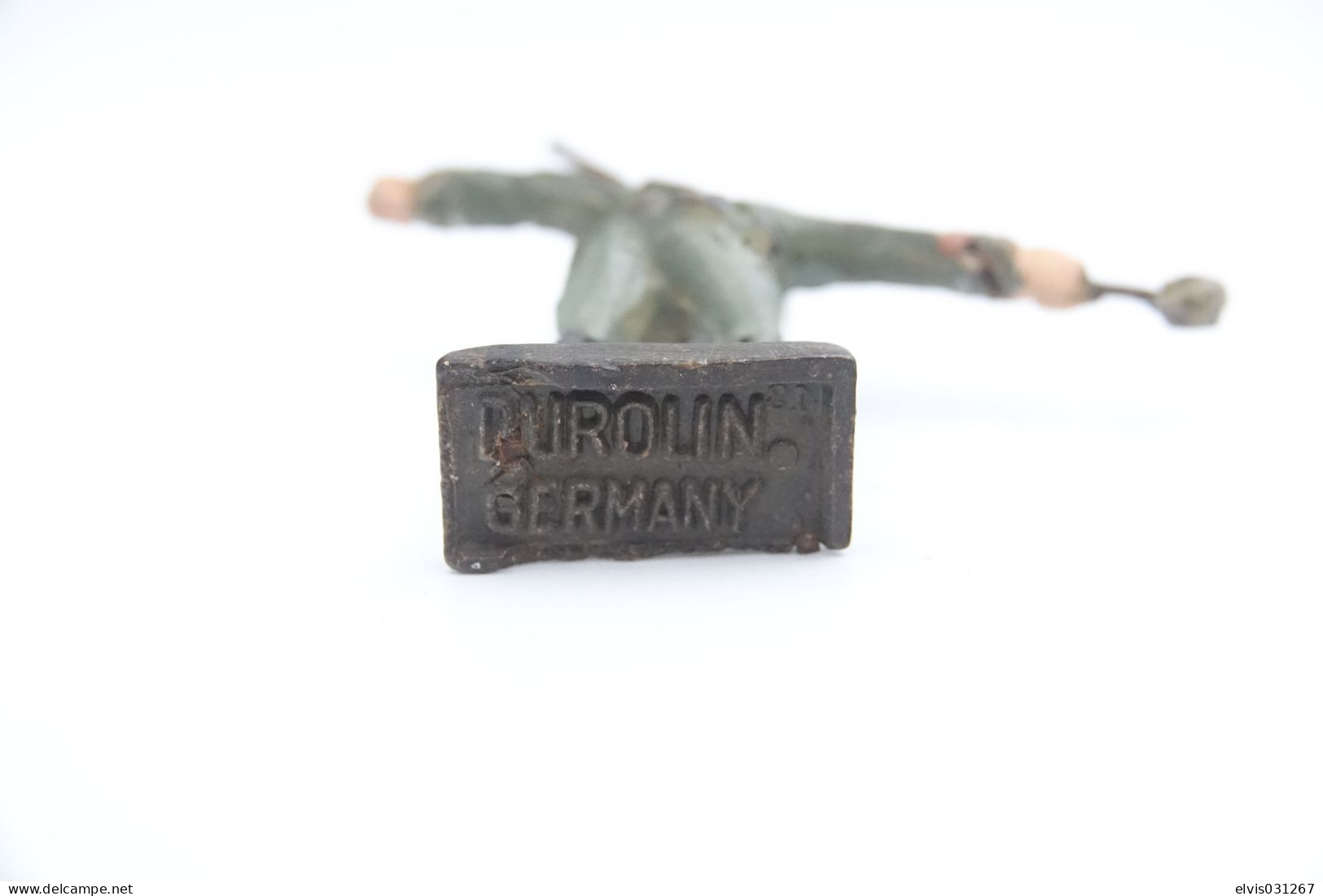 Durolin, German With Grenade, Vintage Toy Soldier, Prewar - 1930's, Like Elastolin, Lineol Hauser - Small Figures
