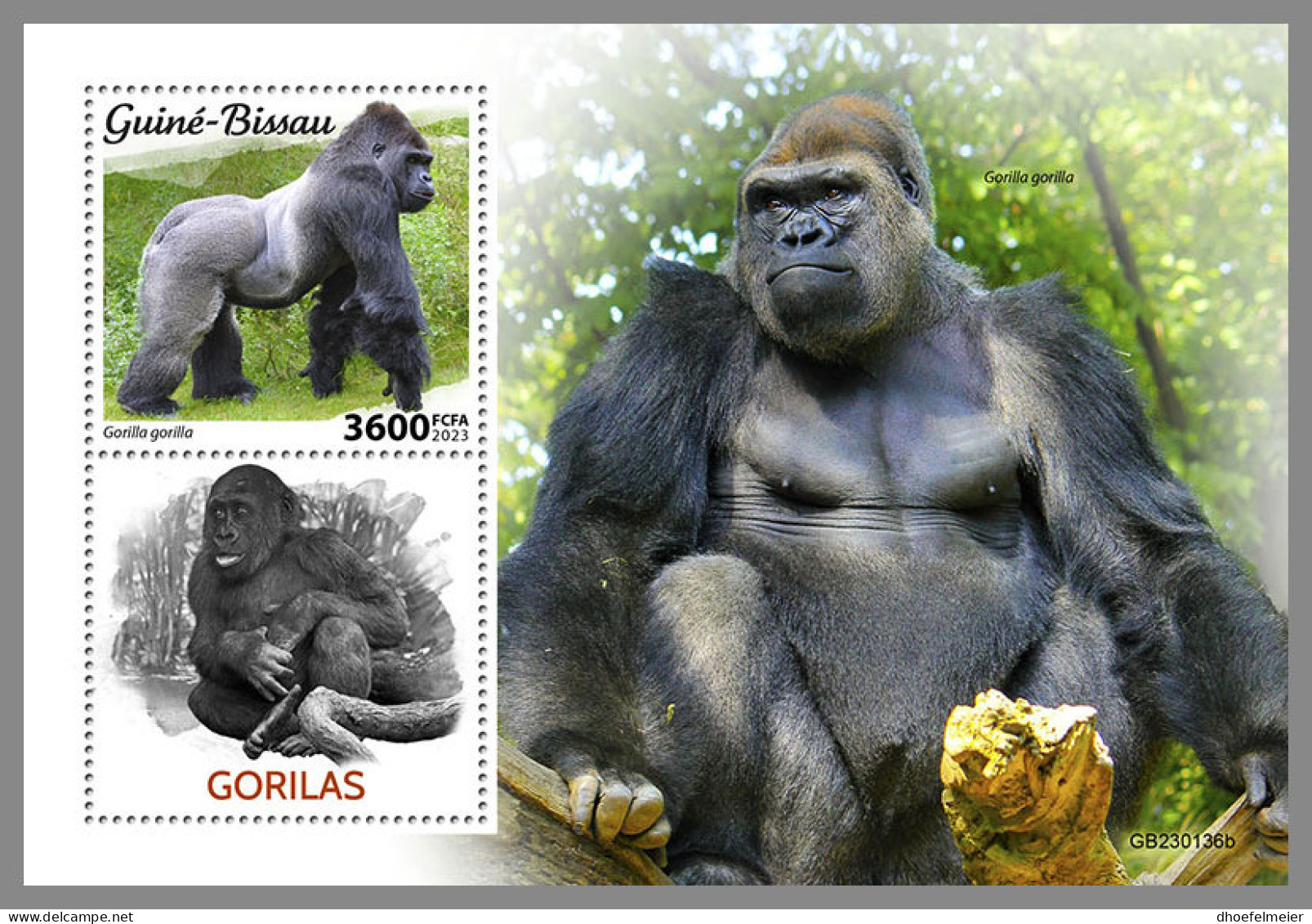 GUINEA BISSAU 2023 MNH Gorillas Gorilles S/S - OFFICIAL ISSUE - DHQ2330 - Gorilla's