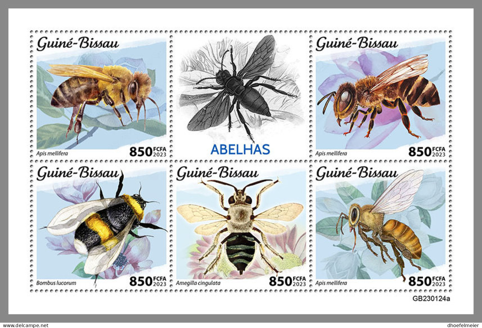 GUINEA BISSAU 2023 MNH Bees Bienen Abeilles M/S - IMPERFORATED - DHQ2330 - Abeilles