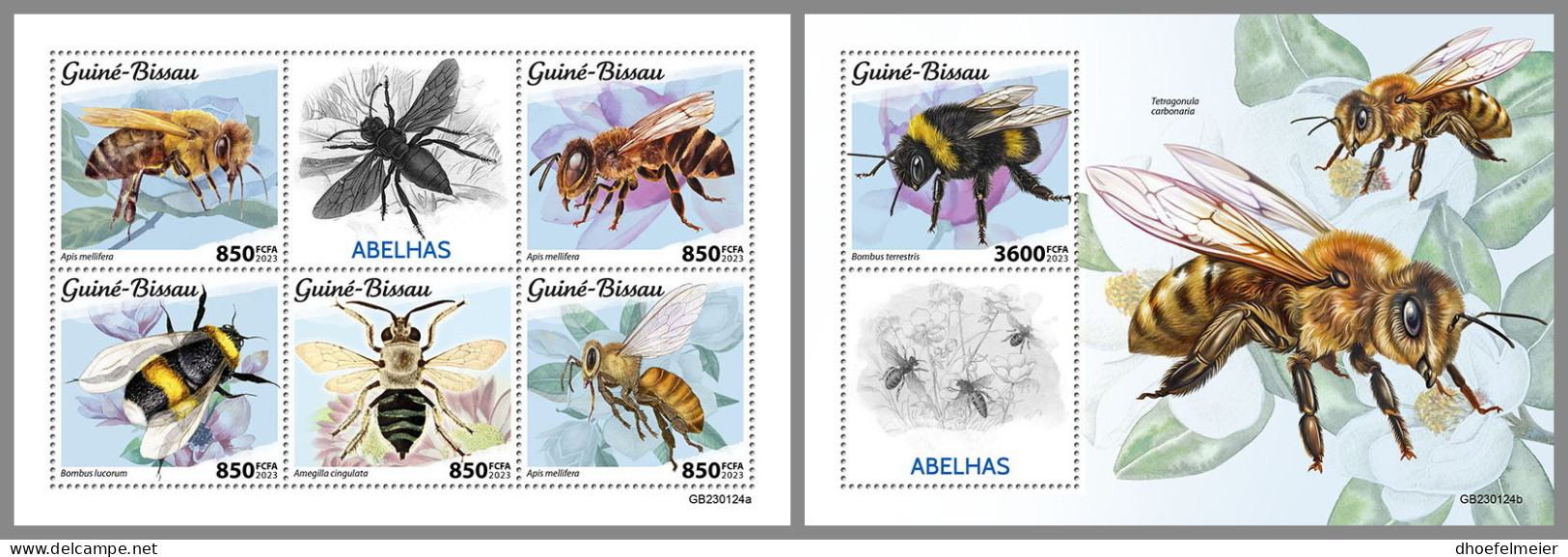 GUINEA BISSAU 2023 MNH Bees Bienen Abeilles M/S+S/S - IMPERFORATED - DHQ2330 - Abeilles