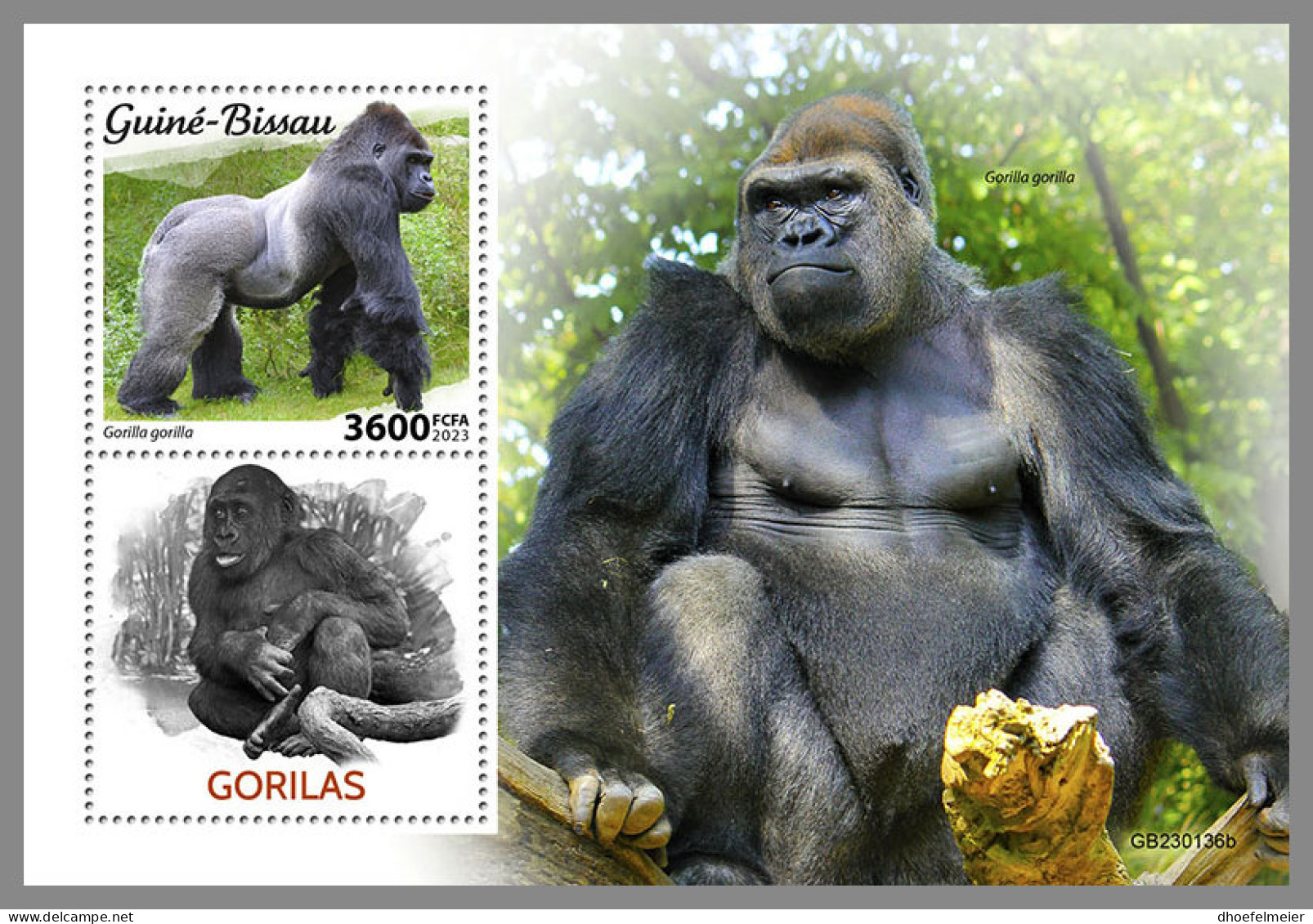 GUINEA BISSAU 2023 MNH Gorillas Gorilles S/S - IMPERFORATED - DHQ2330 - Gorilas
