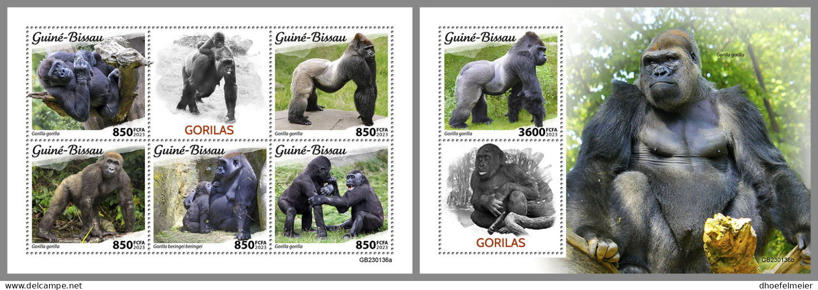 GUINEA BISSAU 2023 MNH Gorillas Gorilles M/S+S/S - IMPERFORATED - DHQ2330 - Gorilla