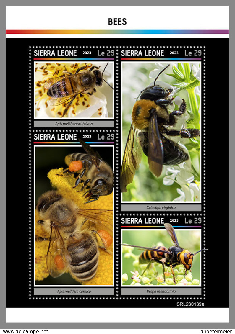 SIERRA LEONE 2023 MNH Bees Bienen Abeilles M/S - IMPERFORATED - DHQ2330 - Abeilles