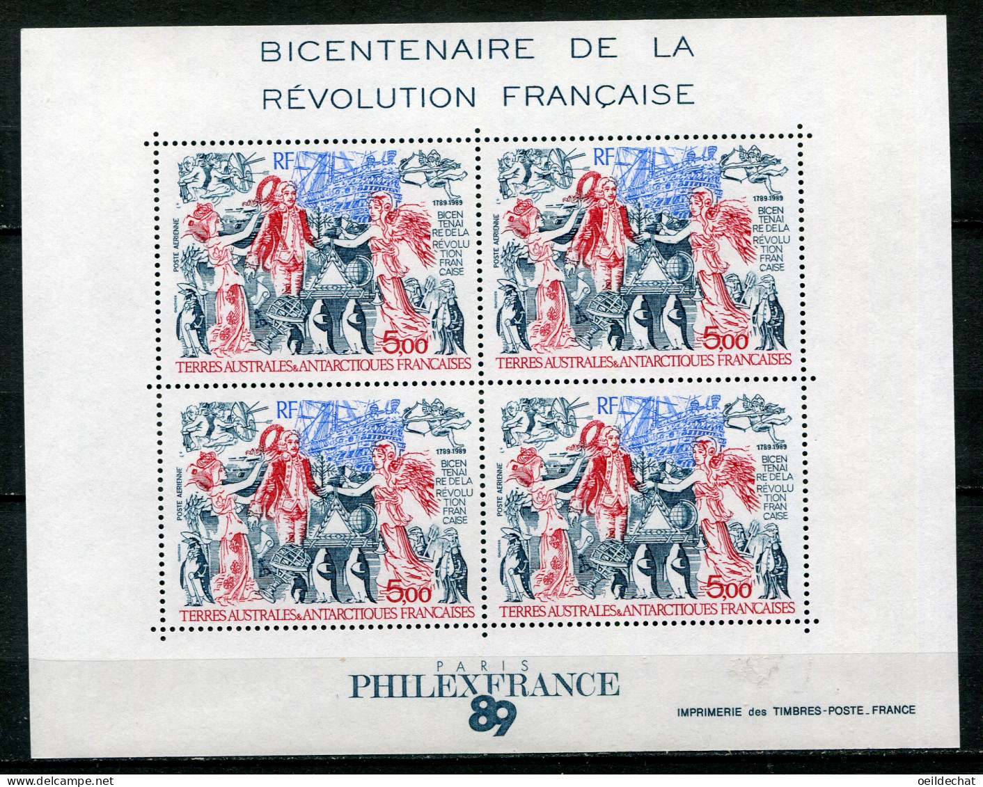 25381 T.A.A.F  BF1** Bicentenaire De La Révolution Française  1989  TB - Blocs-feuillets