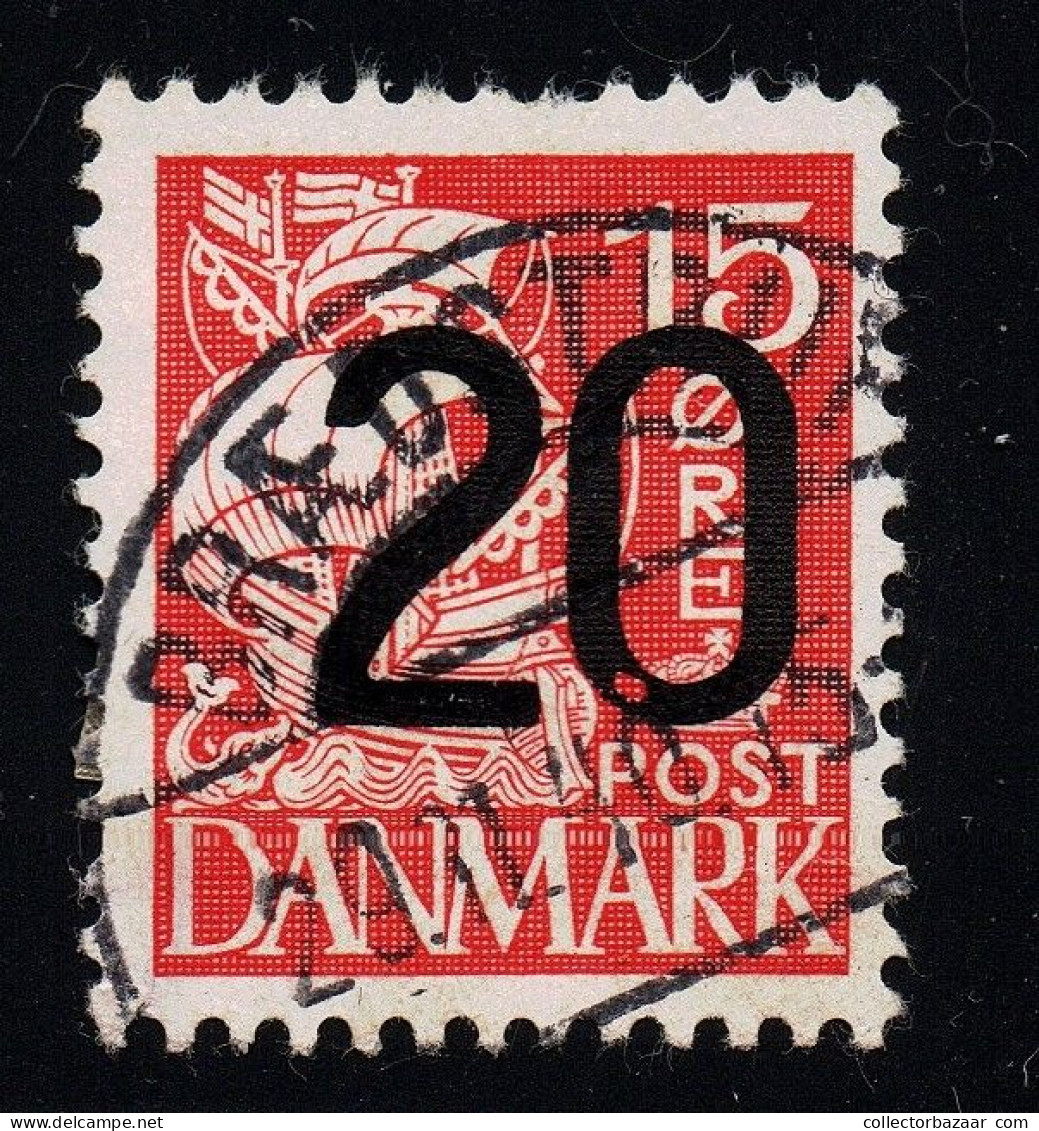 Denmark Danmark Used Stamp With Overprint Variety Broken Number - Abarten Und Kuriositäten