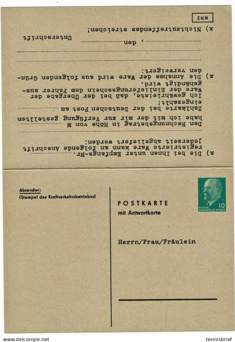 Ca. 1968, 10 Pfg. Privat -Doppel-GSK, R!,  # A7588 - Privé Postkaarten - Ongebruikt