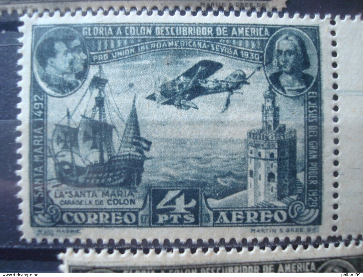 SPAIN 1930 AIR MAIL Nr83 X21 MNH** WITH PRINTING CURIOSITIES / COT. +21x15 = +315 EUR  / PRO UNION COLOMB - Unused Stamps