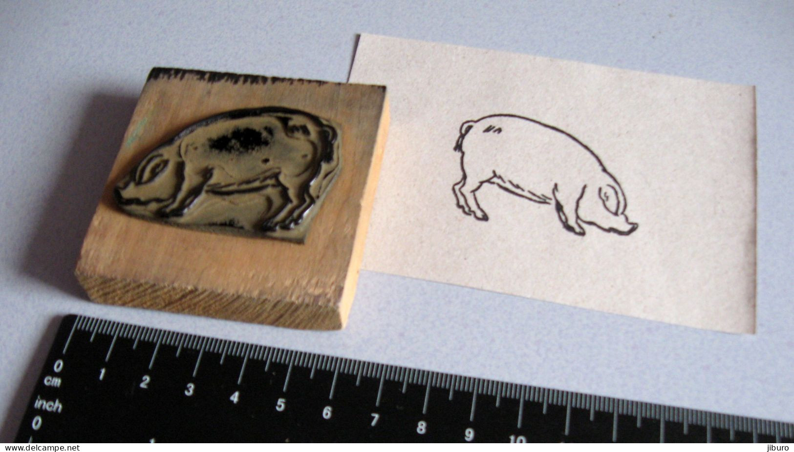 Ancien Tampon Scolaire Animal Cochon Pig Porc - Scrapbooking