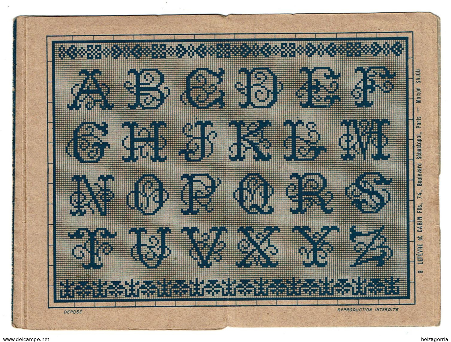 SAJOU Album N° 55  - Dépiant De 3 Planches  - Modèles Alphabet - 1889  VOIR SCANS - Cross Stitch