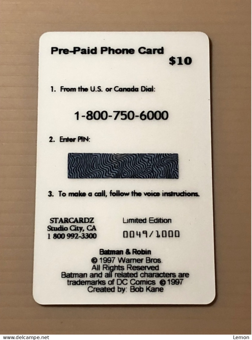 Mint USA UNITED STATES America Prepaid Telecard Phonecard, STARCARDZ BATMAN, Set Of 1 Mint Card - Sammlungen