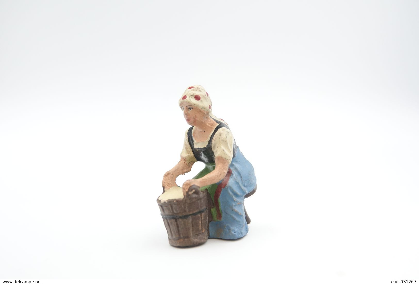 Elastolin, Lineol Hauser, Girl Milking Cow N°4071, Vintage Toy 1930's - Beeldjes