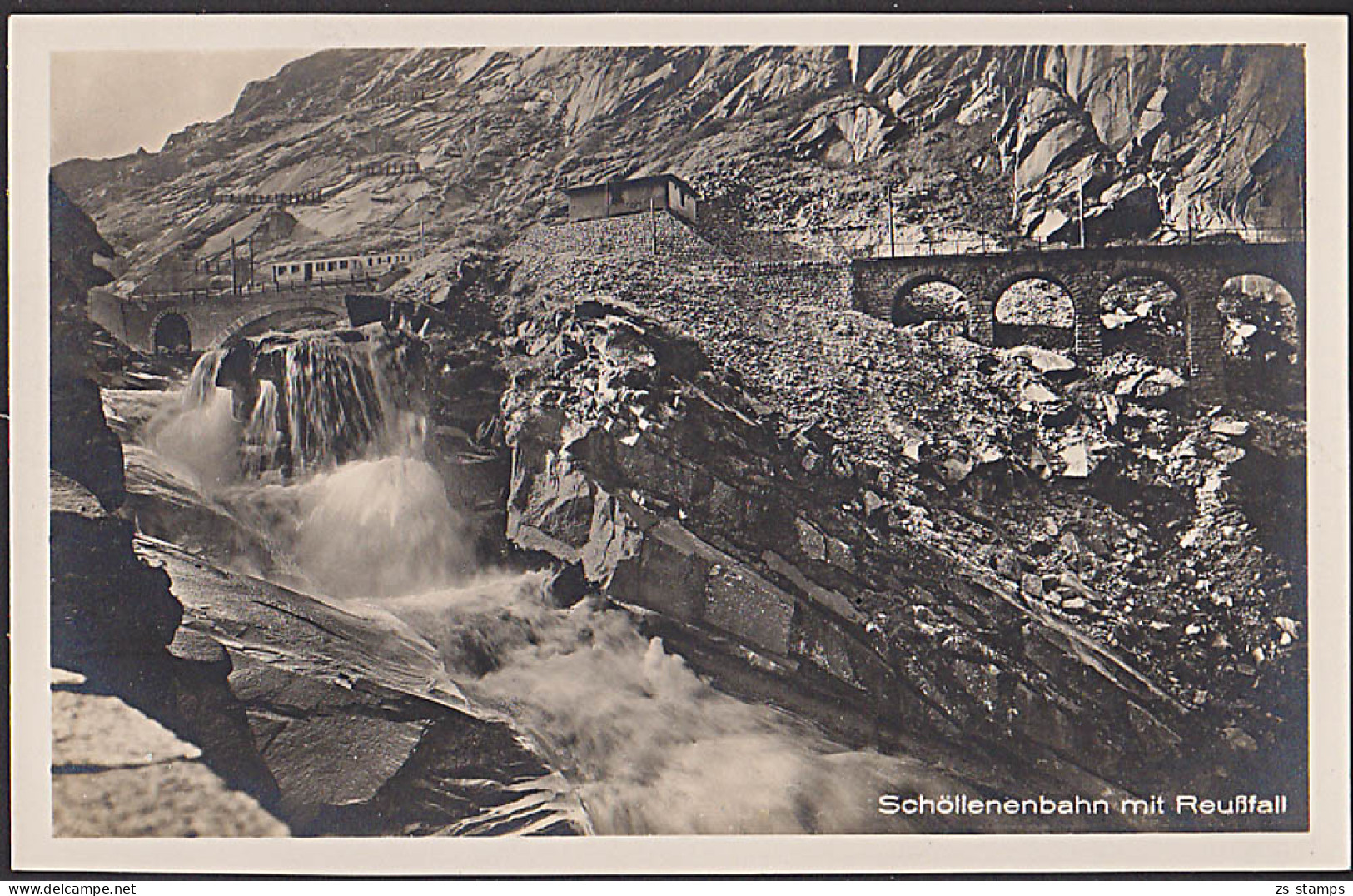 Schöllenenbahn Mit Reußfall Post Card Elektrische Bahn Zahnradbahnstrecke Fotokarte - Risch-Rotkreuz