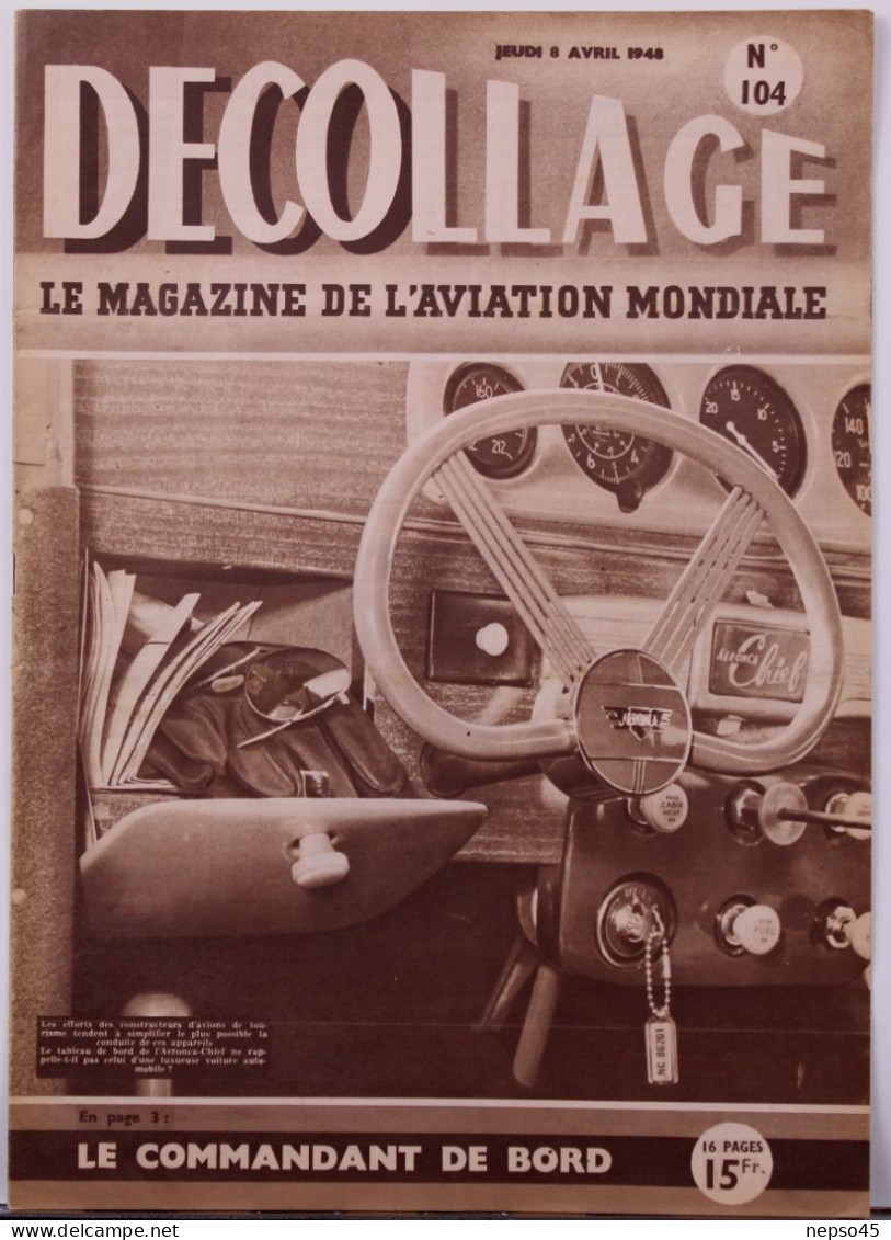 Magazine " Décollage " Aviation Mondiale."tableau De Bord De L'Aeronca-Chief.sélection Des Commandants De Bord."Vampire" - Aviation