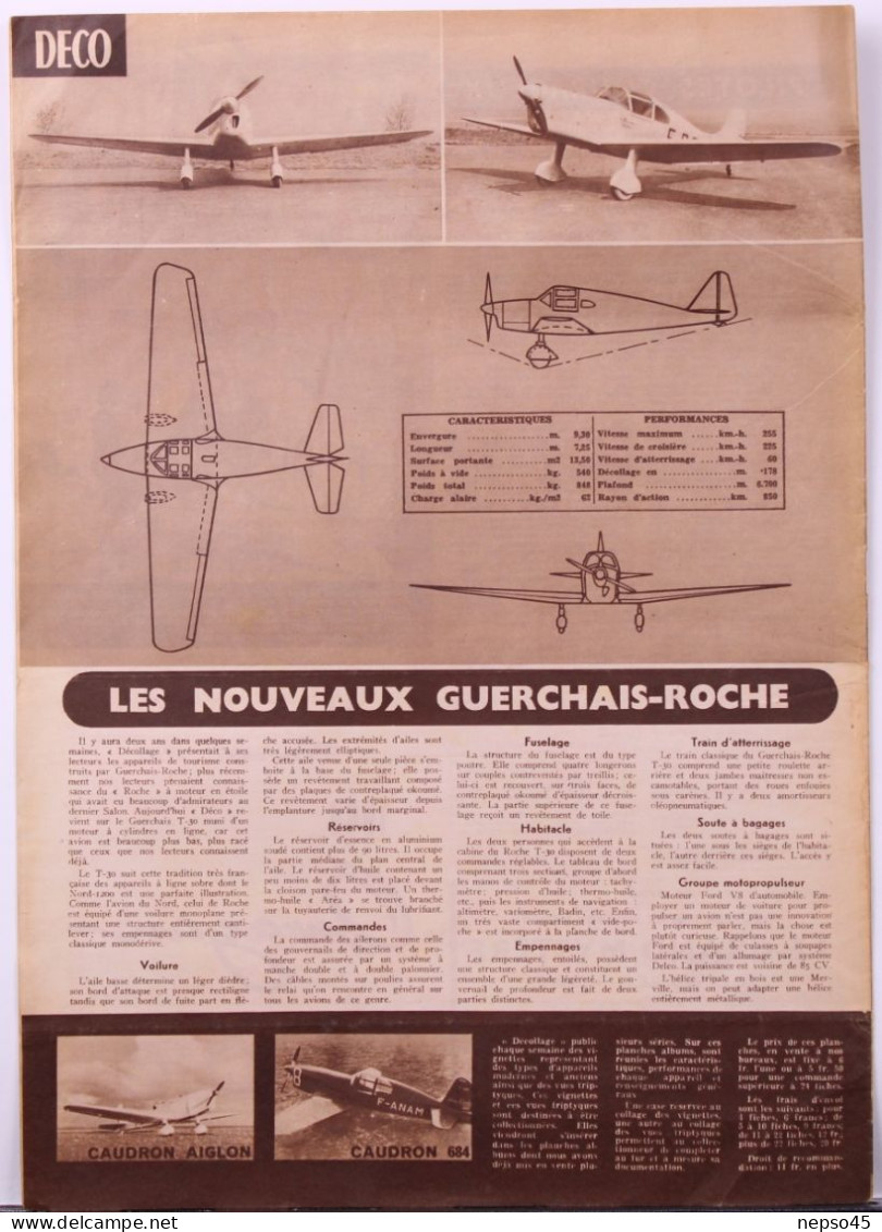 Magazine " Décollage " Aviation Mondiale."tableau De Bord De L'Aeronca-Chief.sélection Des Commandants De Bord."Vampire" - Aviation