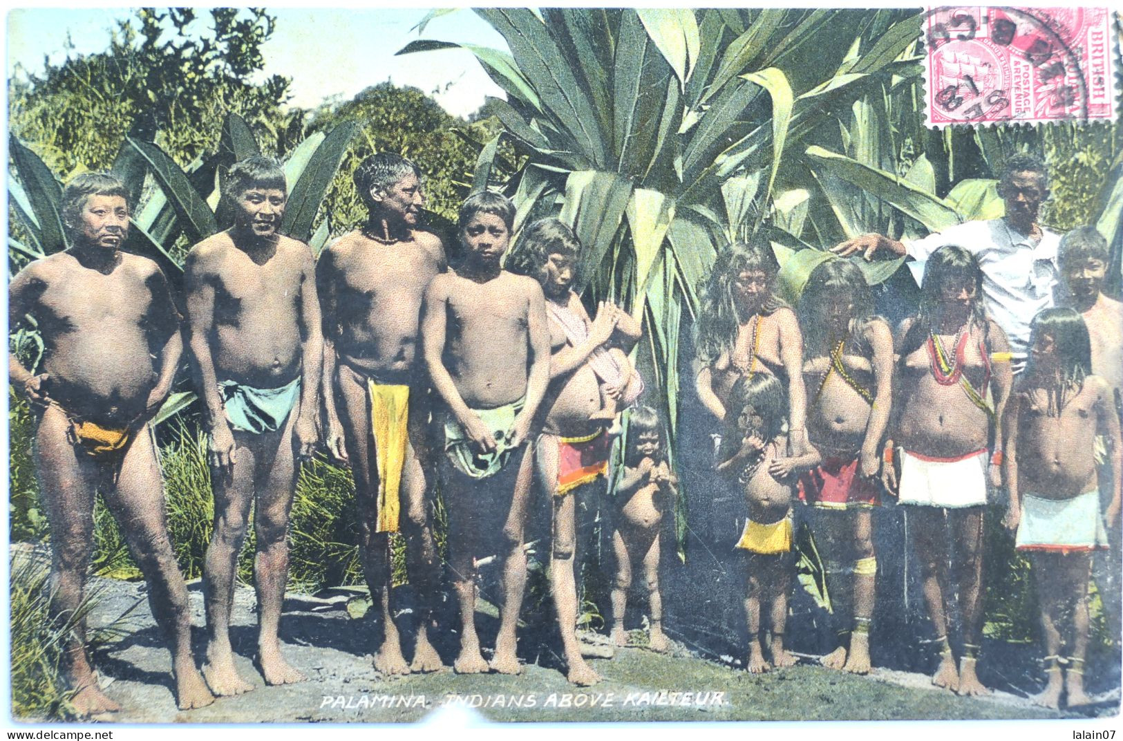 C. P. A. : British Guyana : Group Of Palamina Indians Above Kaieteur , Stamp In 1914 - Guyana (antigua Guayana Británica)